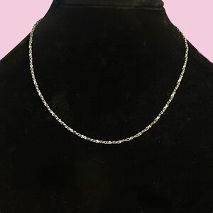 Vintage 14K white gold plated twisted chain necklace